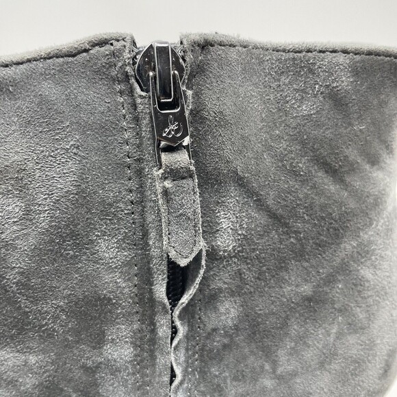 Sam Edelman Wilson Gray Suede Leather Zip High Wedge Heel Ankle Boots Size 9.5 M - Picture 7 of 9